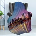 thumbnail image 4 of NYC Soft Flannel Fleece Throw Blanket, Manhattan New York City Fascinating View of Skyscrapers with Theme Vivid Dusk Photo, Cozy Plush for Indoor and Outdoor Use, 50" x 70", Multicolor, by Ambesonne, 4 of 5