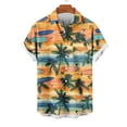 thumbnail image 4 of ZRGHAOYLQ Summer Beach Shirts for Men Trendy Palm Tree Graphic Tees Big and Tall Short Sleeve Tropical Vacation Shirts Lapel Button Down Hawaiian Tshirts, 4 of 6