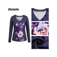 thumbnail image 4 of Gvmfive Women's Juniors Printed Long Sleeve Blouse V-Neck Buttons Casual Pullover Tops, 4 of 5