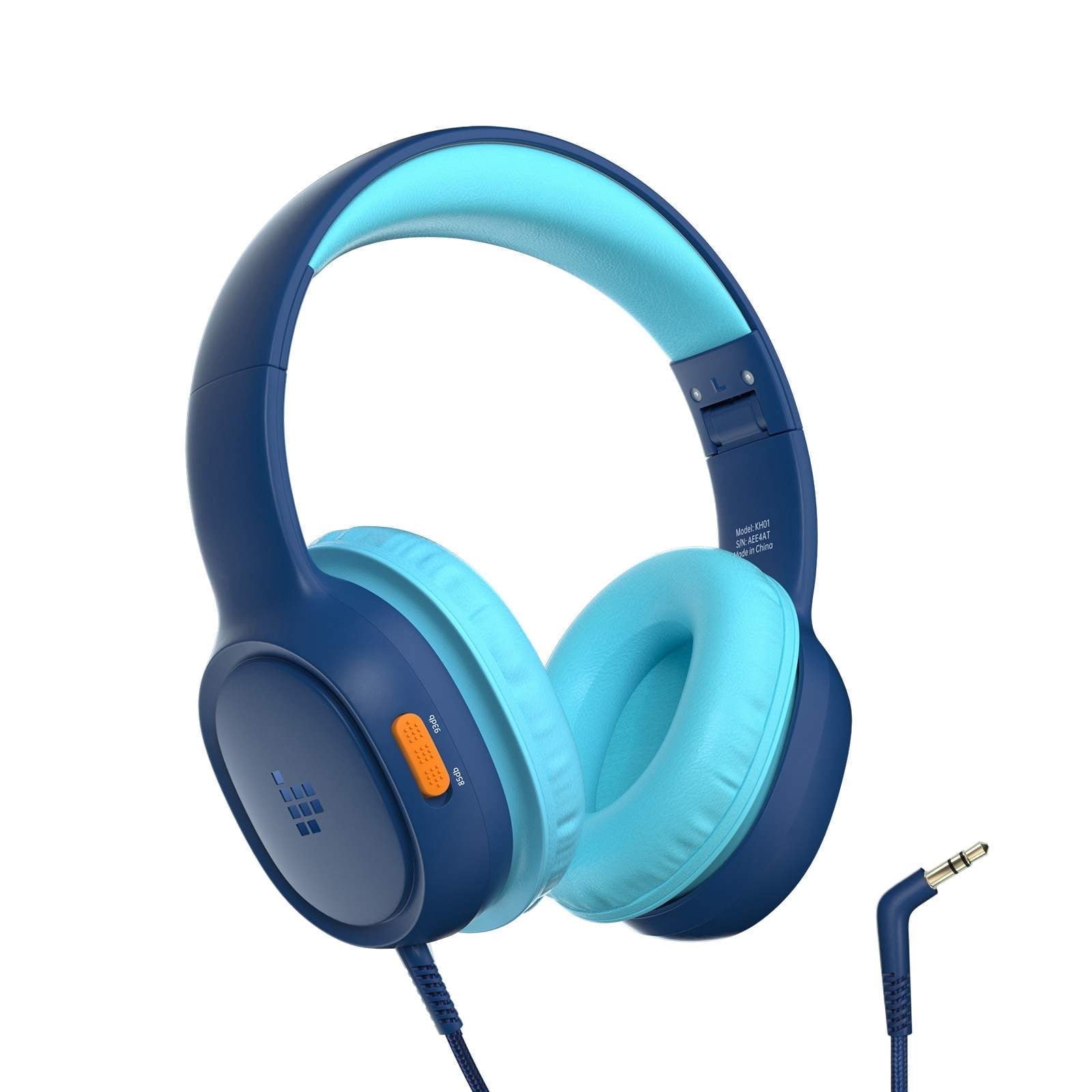 Tronsmart KH01 Wired Headphones for School Travel, Safe Volume Limited, Foldable Lightweight Over-Ear Headphones for PC/Tablet - Blue/Pink