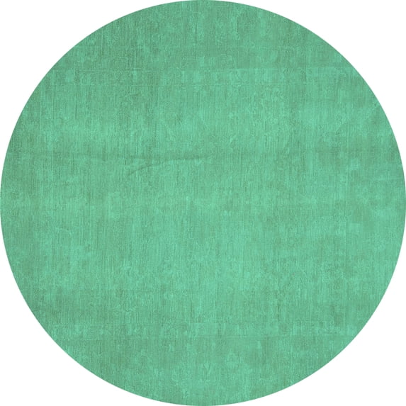 Ahgly Company Machine Washable Indoor Round Abstract Turquoise Blue Modern Area Rugs, 6' Round