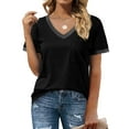 thumbnail image 4 of MOSHU V-Neck Women T Shirts Short Sleeve Loose Summer Tops for Women with Pocket, 4 of 10
