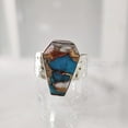 thumbnail image 2 of Oyster Copper Turquoise Ring, Natural Turquoise Ring, December Birthstone, Hammered Womens Ring, Coffin Ring, 925 Sterling Silver, Christmas, Handmade, Statement Jewelry, Coffin Shape Gemstone Ring, 2 of 6