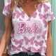 thumbnail image 4 of Camiseta de verano 2024 para mujer, camiseta de manga corta con cuello en V y estampado de princesa Barbie en 3D, camiseta de moda de talla grande para mujer, camiseta Y2k para mujer, 4 of 5