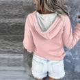 thumbnail image 3 of YUGYXL Women's Half Button Hoodies Loose V Neck Pullover Sweatshirts Trendy Casual Long Sleeve Going Out Tunic Tops Pink M, 3 of 4