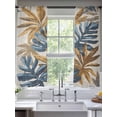 thumbnail image 2 of Navy Blue Brown Sheer Curtains 63 Inch Length 2 Panels Set, Vintage Elegant Botanical Palm Leaves Voile Window Treatment Rod Pocket Curtains Sheers Drapes for Bedroom/Living Room/Kitchen 52x"63"x2, 2 of 7