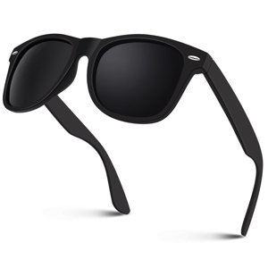 Sunier Classic Polarized Sunglasses, Retro 80's Black Frame