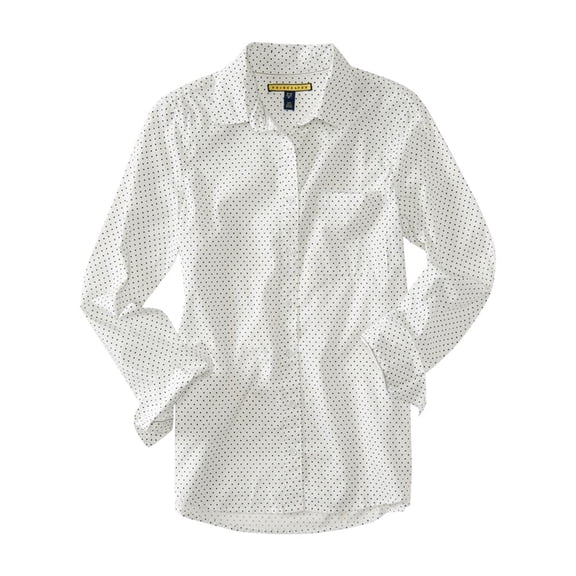 Aeropostale Womens Polka Dot Button Up Shirt, Off-White, X-Small