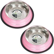 Iconic Pet 2-Pack Color Splash Stripe Non-Skid Pet Bowl, For Dog or Cat, Pink, 16 Oz, 2 Cup