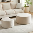 thumbnail image 4 of GZXS Modern Round Nesting Tables Set of 2 - Beige Corduroy Foam Upholstered Ottomans with Contour Design, No Assembly Needed, for Living Room and Bedroom, 4 of 9