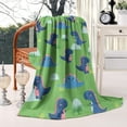 thumbnail image 2 of Green Cartoon Dinosaurs Grass Pattern Blanket,Comfortable Soft Lamb Wool Throw Blanket,All Season,Warm Lightweight Blankets for Sofa Bed Couch Living Room Chair,60"x80", 2 of 4