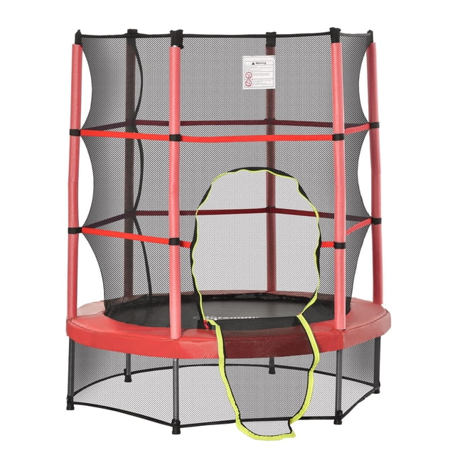 Trampoline pour Enfants de 55 Pouces avec Filet de Protection pour Intérieur/extérieur, Trampoline pour Garçons et Filles de 3 à 6 Ans, Rouge