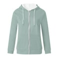 thumbnail image 1 of Yuyuzo Womens Sports Jackets Long Sleeve Drawstring Hooded Zip up Solid Color Sweatshirt Coat Outwear, 1 of 4
