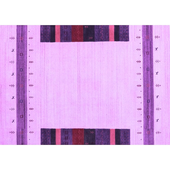 Ahgly Company Indoor Rectangle Solid Purple Modern Area Rugs, 7' x 10'