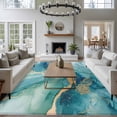 thumbnail image 3 of Area Rug for Living Room, Turquoise Marble Non-Slip Indoor Large Carpet for Bedroom/Dining Room, Modern Abstract Art Ombre Blue Washable Low-Profile Rectangle Floor Runner Rugs - 6 x 9 Ft, 3 of 8