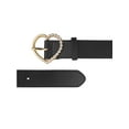 thumbnail image 2 of INSPIRE CHIC Stylish Women's Belt Heart-Shaped Buckle with Beads Belts Encrusted Buckle Solid Color Waistband for Dress 40.6x1.3" Black, 2 of 5
