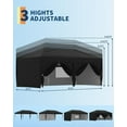 thumbnail image 7 of 10x20 Pop Up Canopy Tent with 4 Sidewalls, Heavy Duty Outdoor Canopy UPF 50+ All Season Waterproof Commercial Street Vendors Party Tents with Roller Bag, 8 Stakes & 6 Sandbags, Black, 7 of 7
