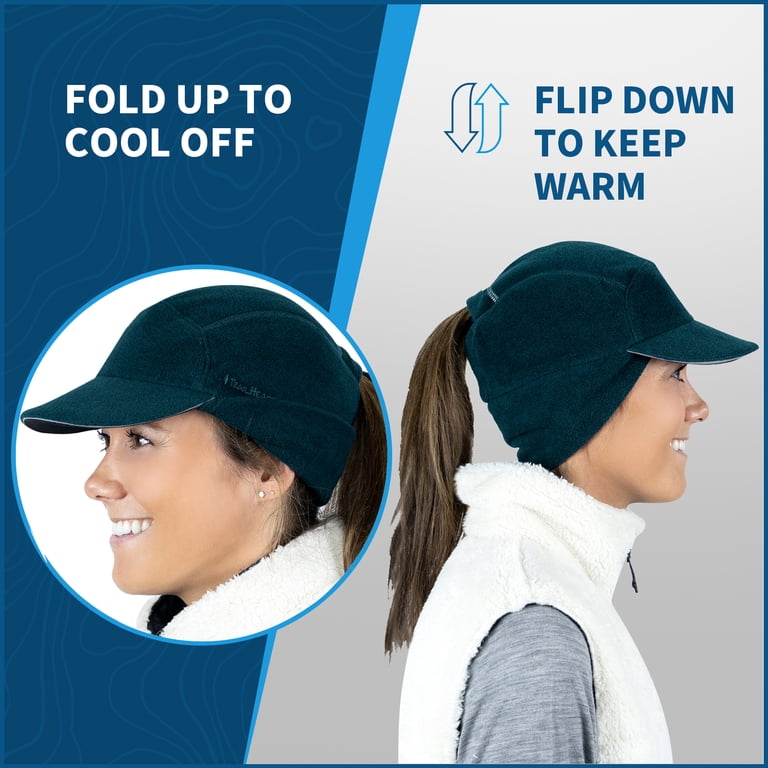 TrailHeads Fleece Ponytail Hat with Drop Down Ear Warmer 