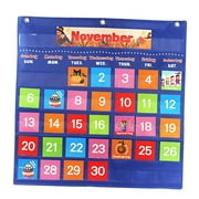 Calendar pocket picture Set of 88 Illustrated Cards, Large 25.59'' x 25.20'' Monthly Calendar Chart for Kids Learning