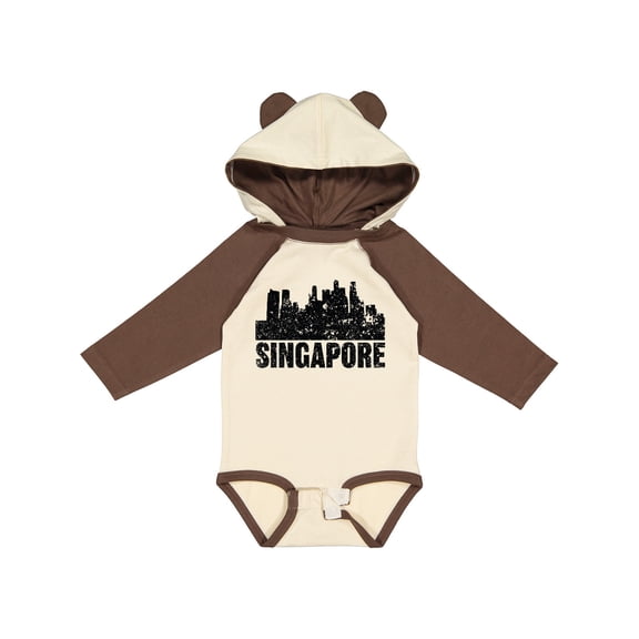 Inktastic Singapore City Skyline with Grunge Boys or Girls Long Sleeve Baby Bodysuit