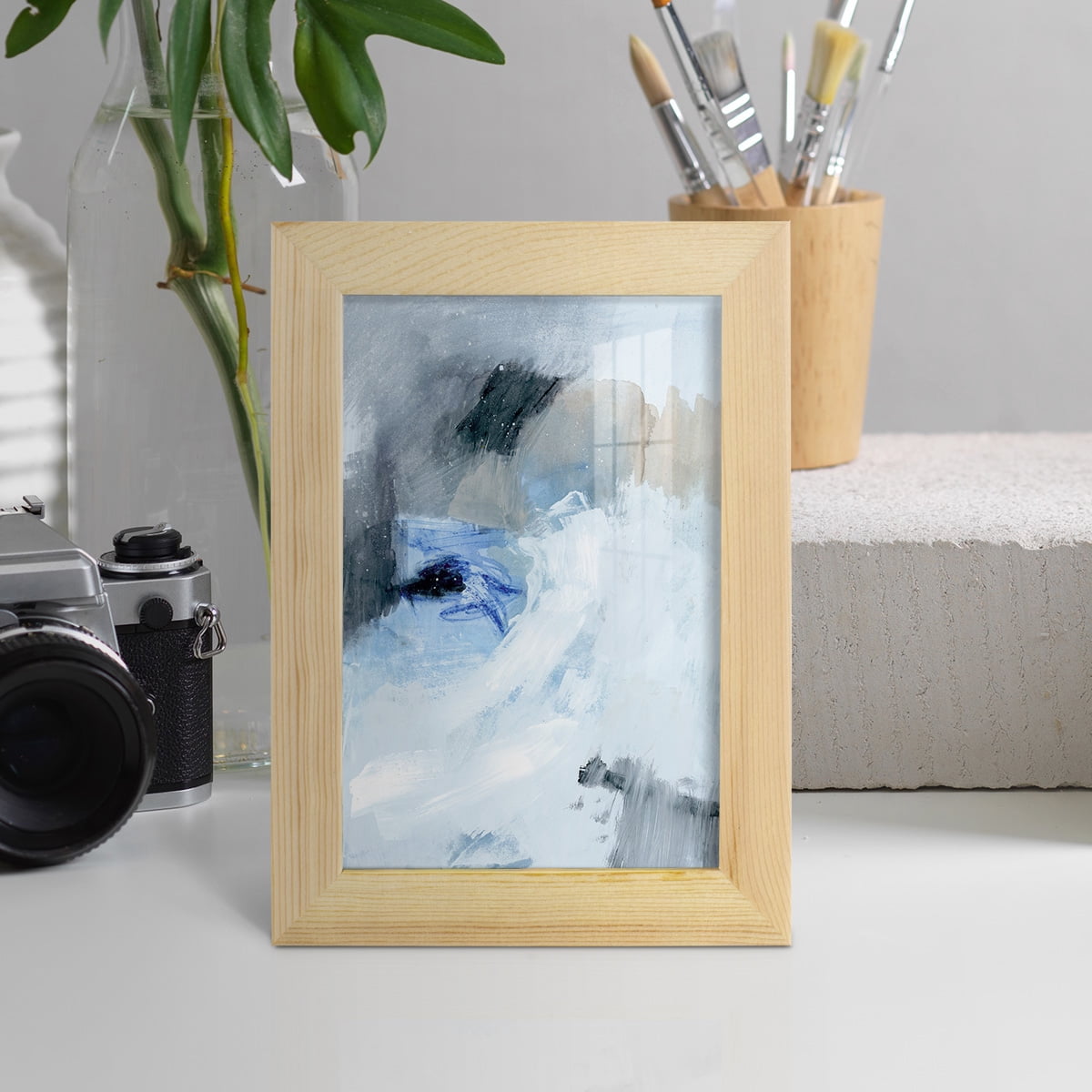 Welle I - Framed Print w/glass - Natural Wood