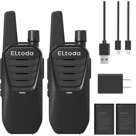 E02 Walkie Talkies Long Range Rechargeable Two Way Radio for Adults | FRS License Free, Vox Hands-Free, Keylock, USB-C Charging, 16 Channels, Lightweight, Compact, Woring, Cruise, Hiking, Camping
