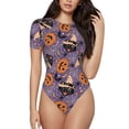 thumbnail image 2 of Picia Vintage Halloween Black Cat Womens One Piece Swimsuits Modest Tummy Control Bathing Suits Lace Up Slimming Swim Suit-Medium, 2 of 9