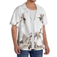 thumbnail image 4 of Naloa Japanese White Cranes Men's Loose Fit Cuban Collar Short-Sleeve Shirt with Button-down and Chest Pocket for Everyday Wear Outings - 4X-Large, 4 of 7