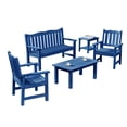 thumbnail image 4 of STOOG Outdoor Furniture Set, 5 Piece Patio Conversation Set with Bench & 2 Pcs Chairs & Coffee Table & Side Table, All-Weather Outdoor Sectional Chairs Set for Porch Balcony Garden Backyard, Blue, 4 of 11