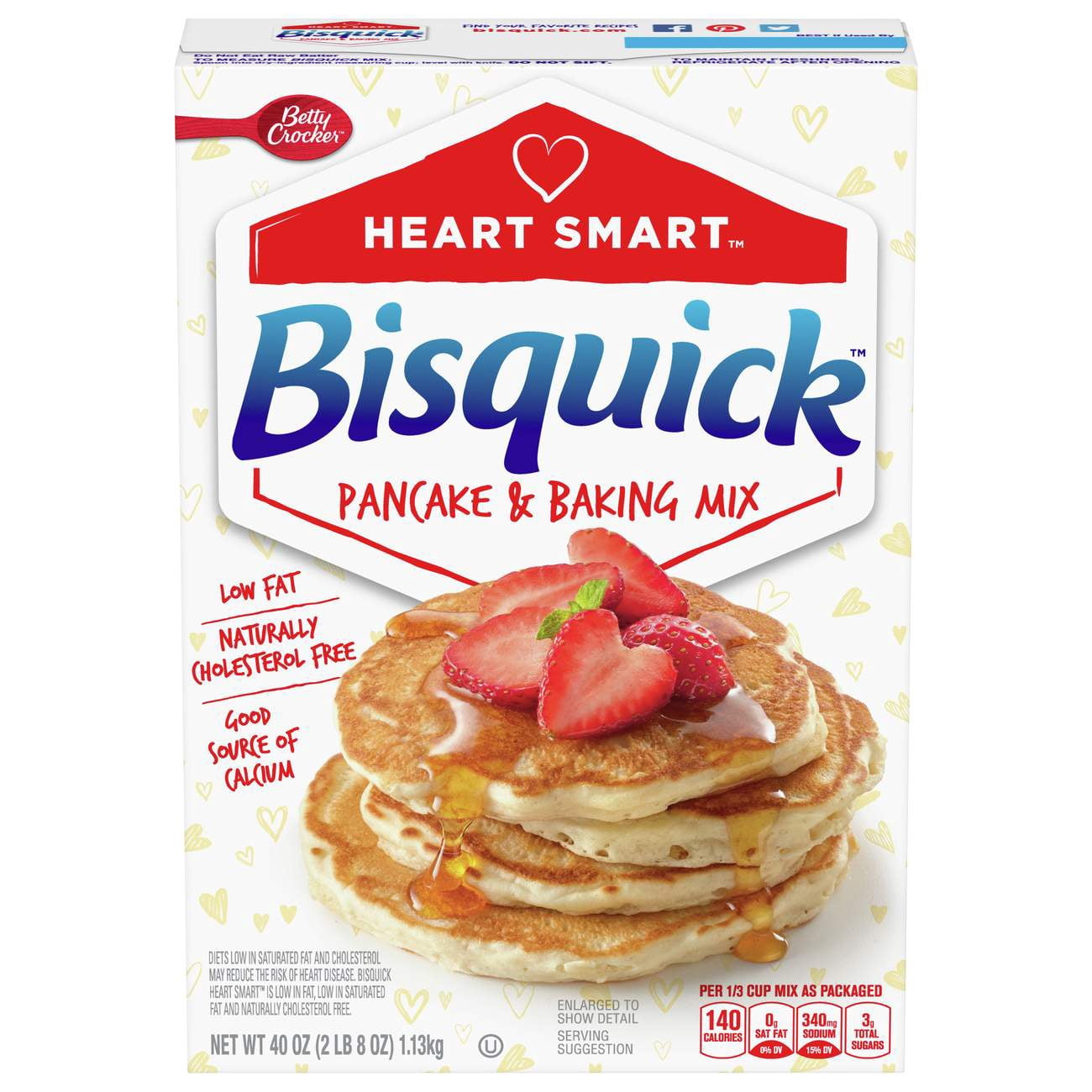 Bisquick Heart Smart Pancake & Baking Mix, 40 oz Pack of 2 - heart healthy pancakes, low fat mix, wholesome breakfast, bisquick, healthy meal