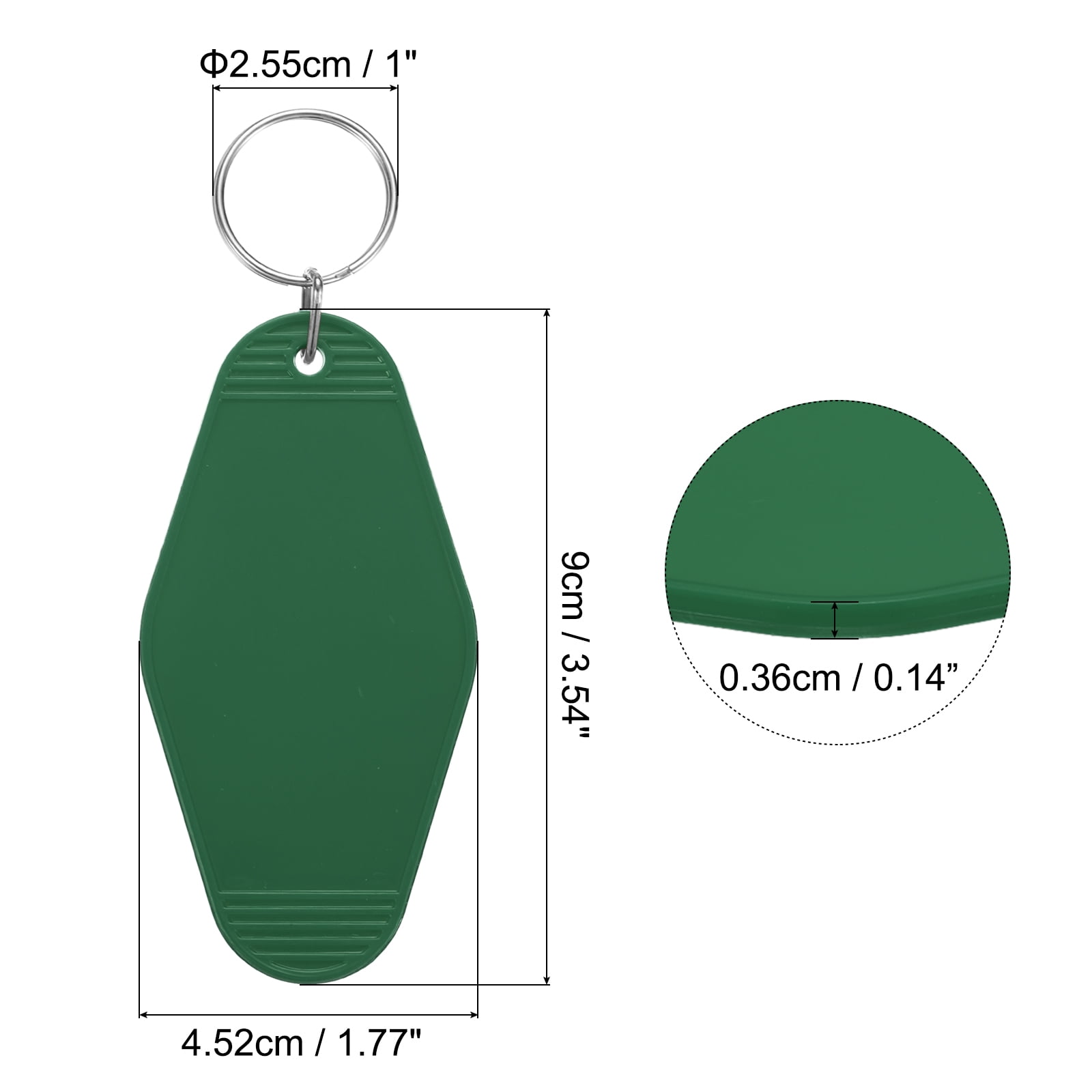 Uxcell 40Pcs Hotel Keychains Blank, Vintage Plastic Rhombus Motel Keychains Hotel Key Tags Key Rings, Deep Green