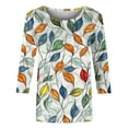 thumbnail image 4 of Juslio Plus Size Tops Women Shirts 3/4 Sleeve Floral Print Tops Crew Neck Casual Blouses Multicolor L, 4 of 5