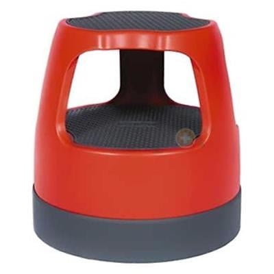 Cramer Scooter Stool, Round, 15", Step & Lock Wheels, to 300lb, Red