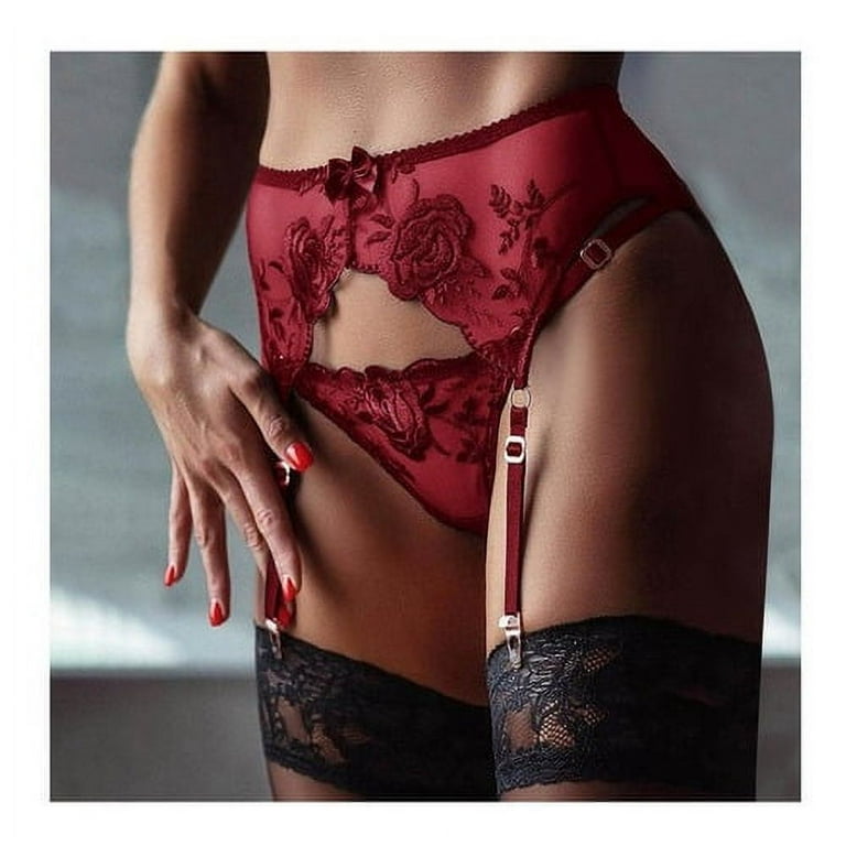 Liguero Bordado Con Flores De Encaje Sexy Y Bragas St