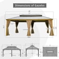 thumbnail image 6 of 12'x20' Hardtop Gazebo, Outdoor Wooden Coated Aluminum Frame Hard Top Gazebo with Galvanized Steel Double Roof, Permanent Metal Roof Gazebo with Nettings, Curtains and 3 Hooks for Deck, Patio, 6 of 6