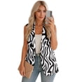 thumbnail image 2 of Psesaysky Zebra Stripes Print Blazer Vest Tops for Women Sleeveless Button Down Business Casual Outfits Work Suit Vests Waistcoat, Size 2XL, 2 of 6