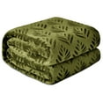 thumbnail image 7 of Exclusivo Mezcla Fleece Throw Blanket for Couch, Leaves Pattern Super Soft and Cozy Blankets, Plush Fuzzy Lightweight, Olive Green, 50"x60", 7 of 7