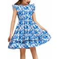 thumbnail image 3 of Arshiner Girls Spring Floral Dress Girls Flutter Sleeve Summer Dress 10-12 Years, 3 of 6