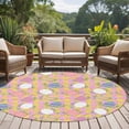 thumbnail image 5 of Easter Bunny Round Area Rugs Collection 7', Colorful Eggs Spring Leaves Daisy Yellow Pink Plaid Non Slip Indoor Circular Throw Runner Rug Floor Mat Carpet for Living Room Dining Table Bedroom Nursery, 5 of 9