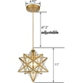 thumbnail image 4 of Modern Moravian Star Gold Finish Pendant Clear Glass Hanging Brass Star Light, 4 of 7