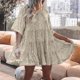 thumbnail image 4 of Puntoco Vestido Casual Suelto De Color Sólido Plisado De Manga Corta Con Cuello Redondo Para Mujer Beige Xl,Regalos Para Mujer Joven, 4 of 7