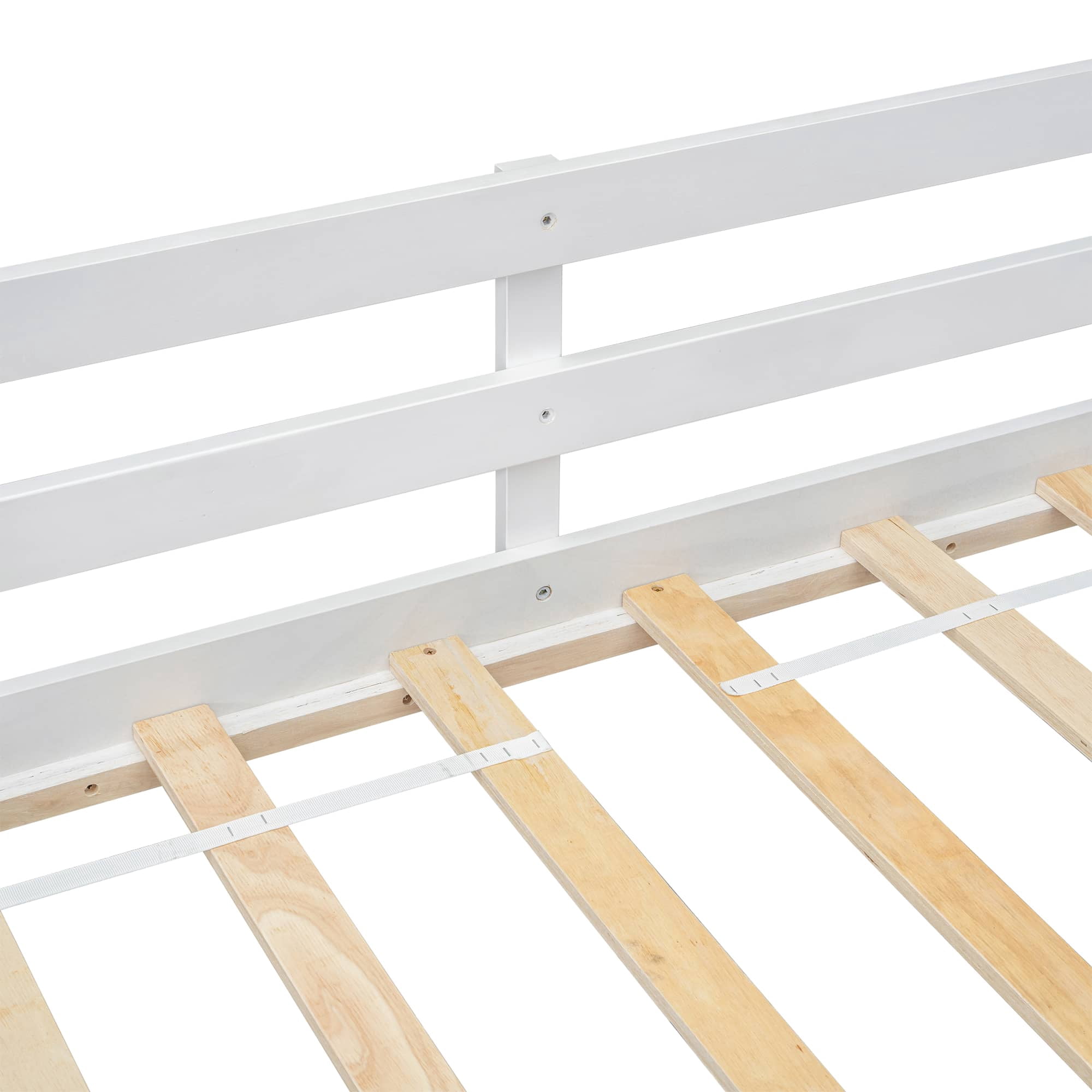 MAYEERTY Twin Loft Bed with Slide, Ladder, Safety Guardrails, House Roof Frame, White