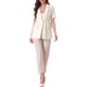 thumbnail image 2 of Blazer de solapa INSPIRE CHIC para mujeres, de manga corta, con botones, abierto en la parte delantera, blazers de oficina con bolsillos, color beige, talla L, 2 of 6