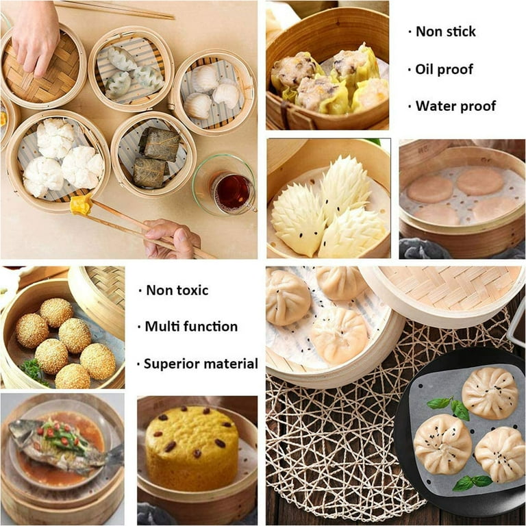 50Pc/Bag Air Fryer Steamer Liners Premium Perforated Wood Pulp Papers  Non-Stick Steaming Basket Mat Baking Utensils For Kitchen