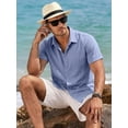 thumbnail image 4 of RICHCOIN Men's Linen Shirts Short Sleeve Casual Shirts Button Down Shirt for Men Summer Beach Shirt, 4 of 7