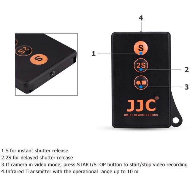 JJC Infrared Wireless Camera Shutter Remote Control Commander con Vlog Video Start Stop Function para Sony A6600 A6500 A6400 A6300 A6000 A7SIII A7RIV A7RIII A7III A7RII A7RII A7SII A7R A7S A7 A7 A7 A9