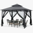 thumbnail image 4 of GHG-1111DPNT-Khaki ABCCANOPY Patio Outdoor Gazebo for Double Roof Soft Canopy Dark Gray 10ftx12ft, 4 of 5