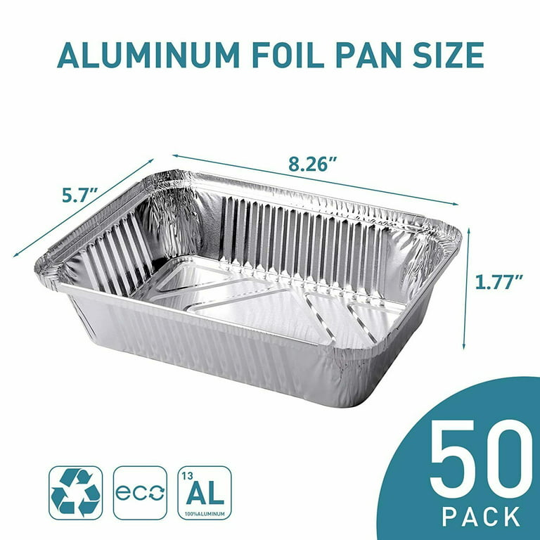 Diplastible 2.25 Pounds Disposable Aluminum Foil Pans with Lids | Oblong  Cookware Pans Best Use for Baking, Meal Preparations, Cooking