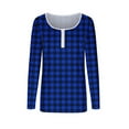 thumbnail image 5 of Miluxas Womens Plaid Shirt Casual Long Sleeve Slim Fit Button Down Blouse Tops Bottom T-shirt Tops Blue S(S), 5 of 6