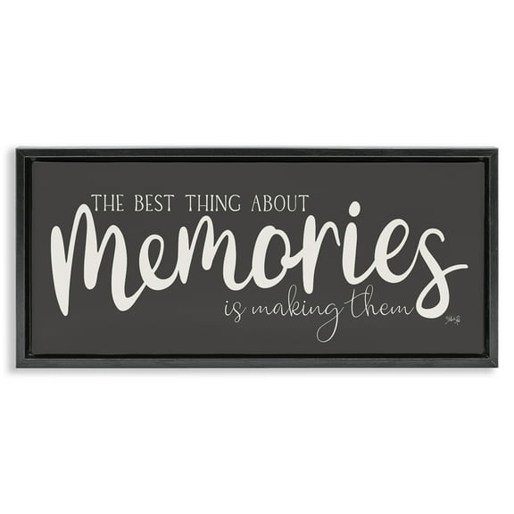 Stupell Industries Making Memories Sentiment Text & Numbers Painting Black Floater Framed Canvas Art Print Wall Art, 25 x 11